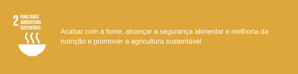 ODS2 “Fome zero e agricultura sustentável” com desenho de tigela emanando vapor. 