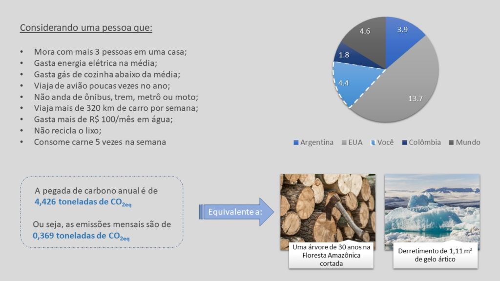 Simulação do consumo de CO2 para uma pessoa física.